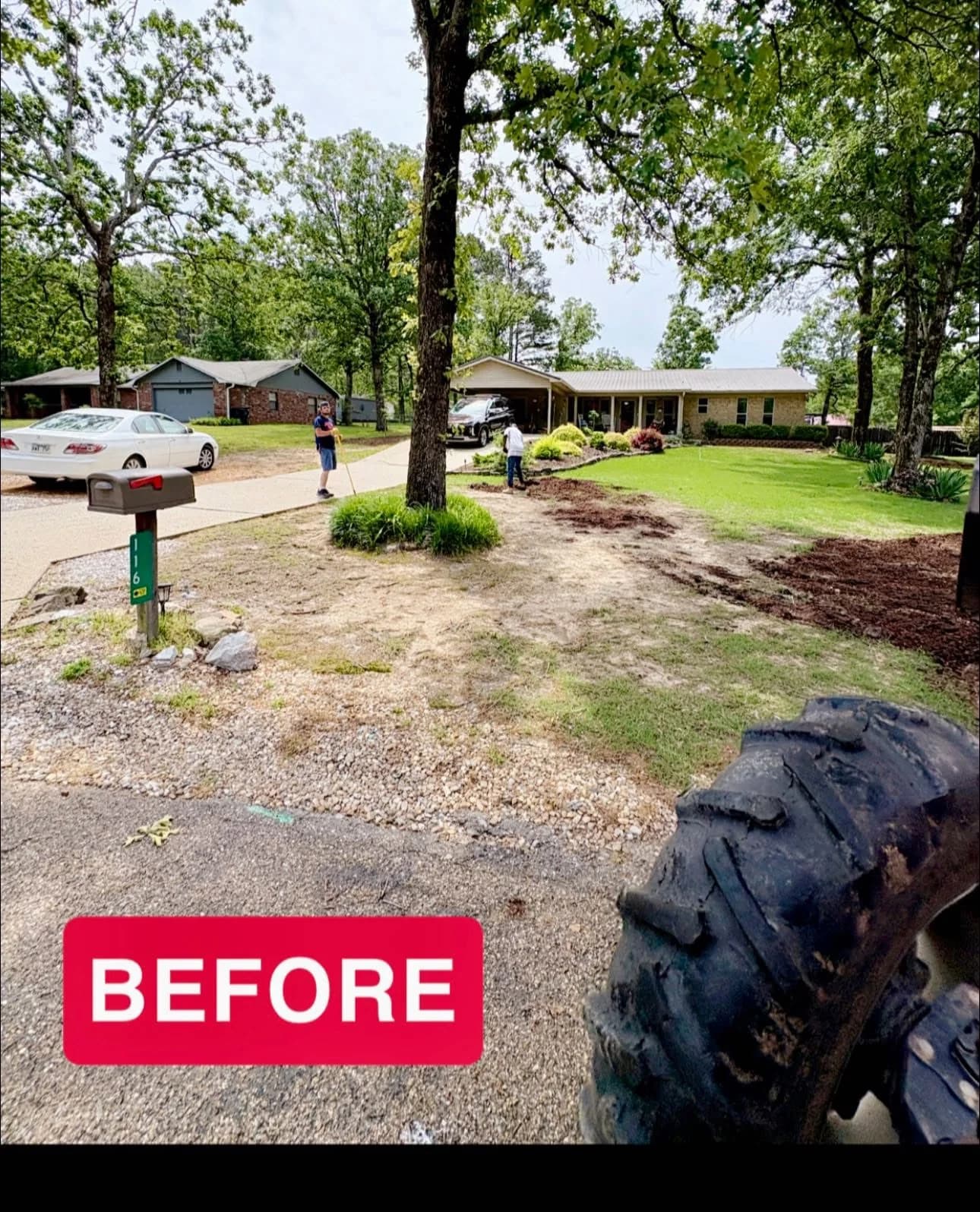 Before Before and after mulch bed refresh in Hot Springs Arkansas